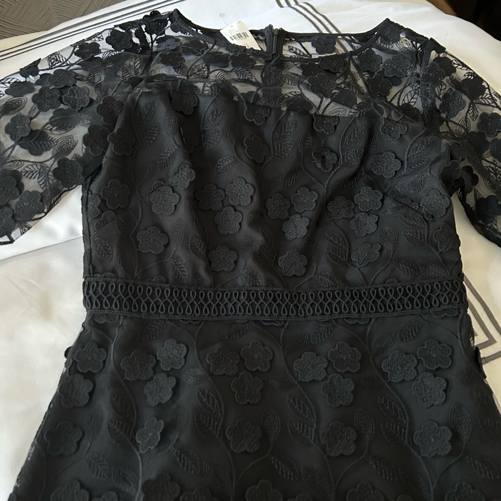Shoshanna purchased at Anthropologie black lace cocktail dress